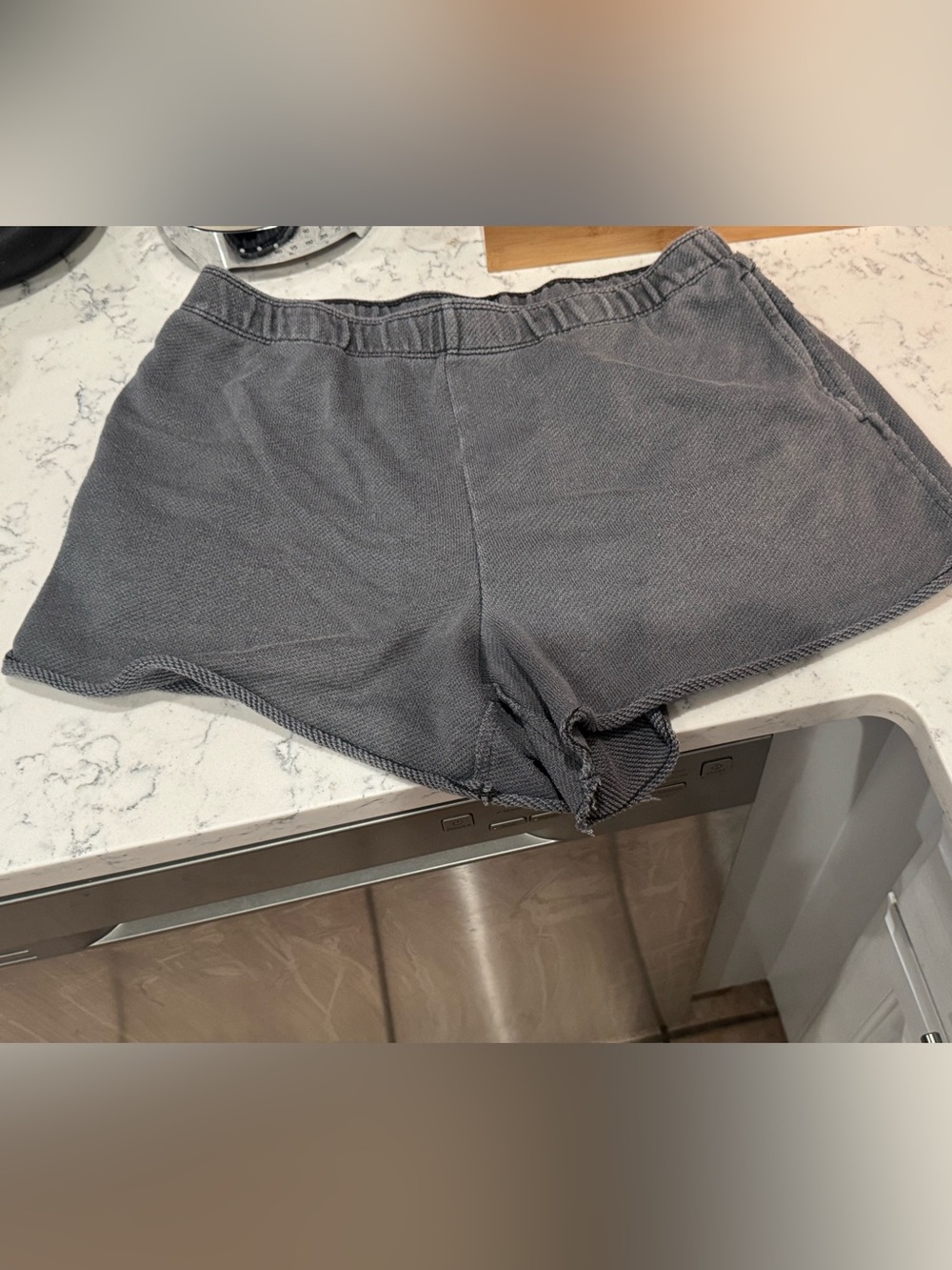 aerie Gray Elastic-Waist Knit Athletic Shorts